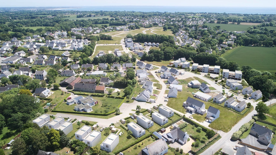 Perspective 3D aérienne logements neufs