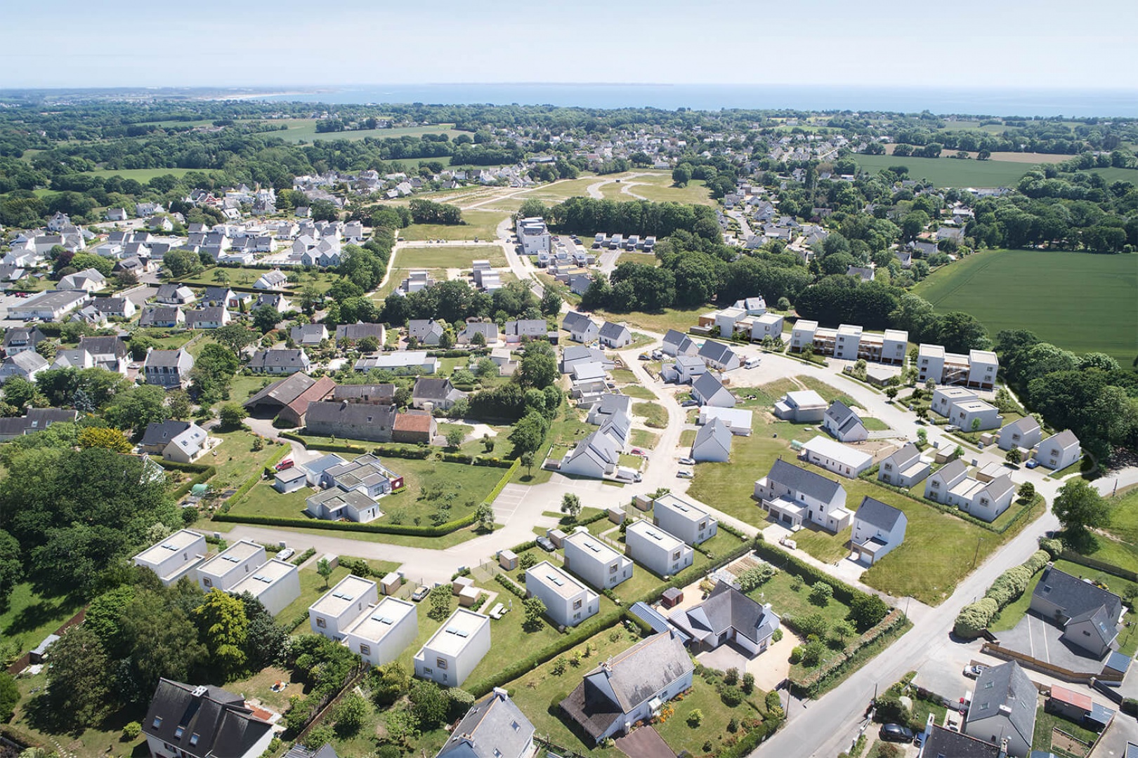 Perspective 3D aérienne logements neufs