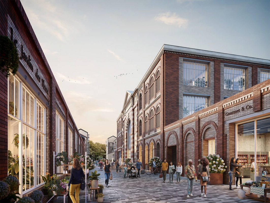 perspectives 3d projet de réhabilitation mixte tertiaire logement commerces