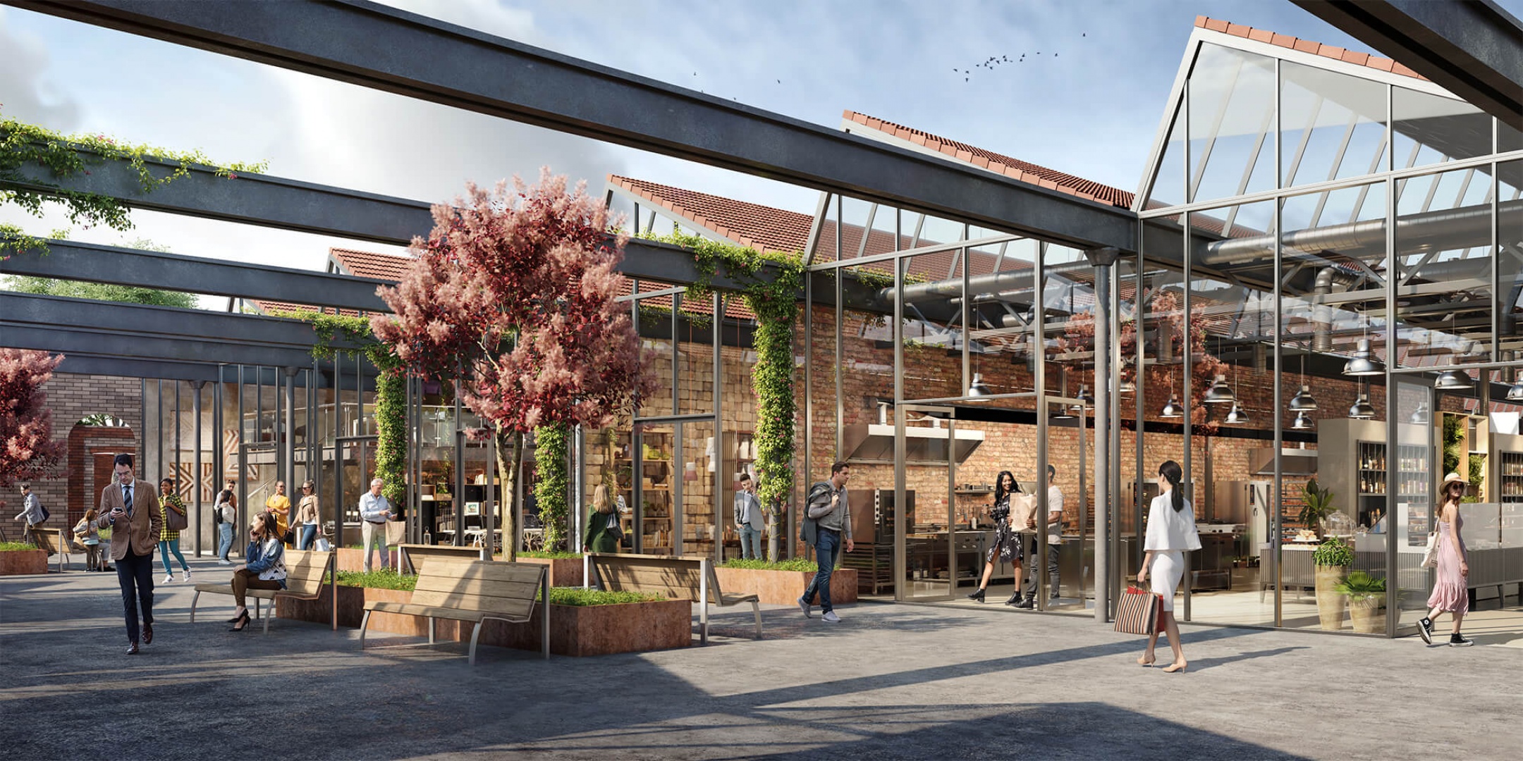 Perspectives 3D projet tertiaire et commerces Tertiaire