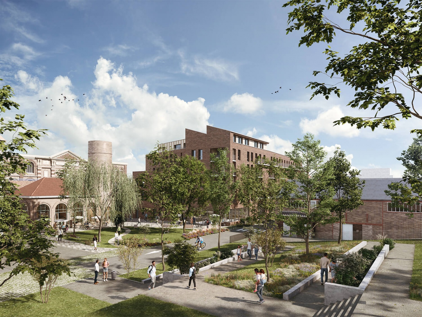 Perspectives 3D projet tertiaire et commerces Tertiaire