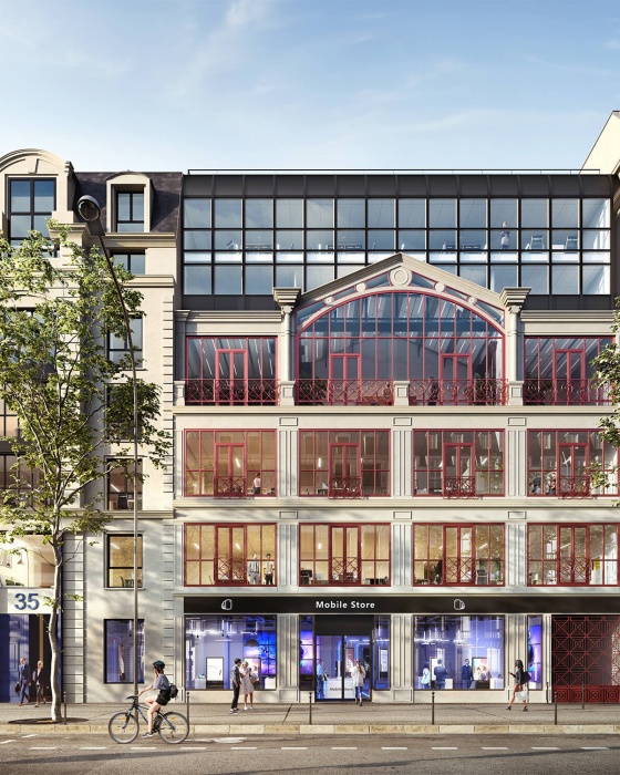 Perspectives 3D projet tertiaire et commerces Paris 