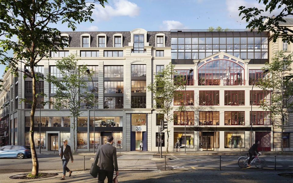 Perspectives 3D projet tertiaire et commerces Paris 