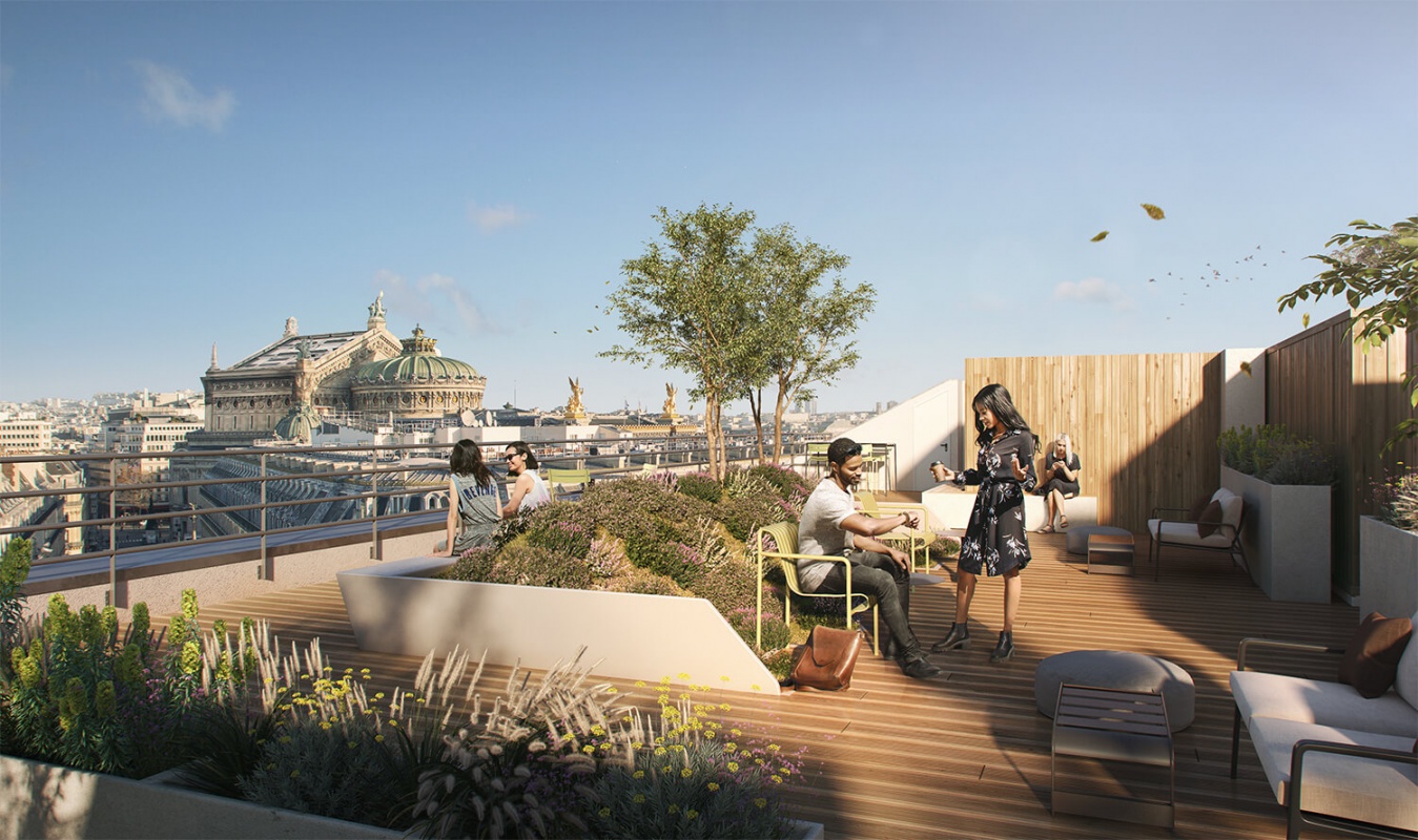 Perspectives 3D projet tertiaire et commerces Paris 