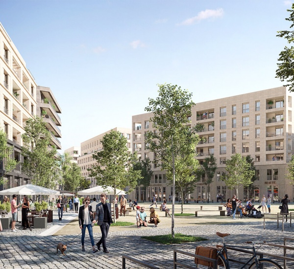 Perspective 3d projet urbain mixte