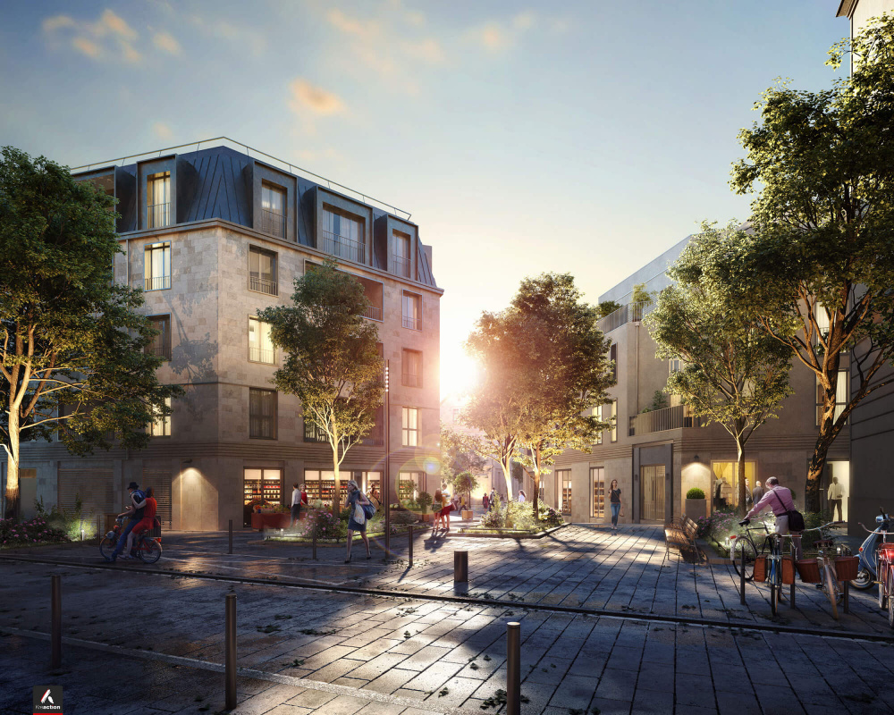 Perspectives 3D programme immobilier mixte réhabilitation 