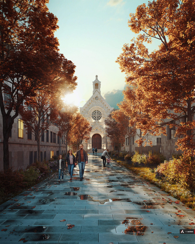 Perspectives 3D programme immobilier mixte réhabilitation 
