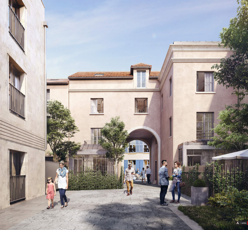 Perspectives 3D programme immobilier mixte réhabilitation 