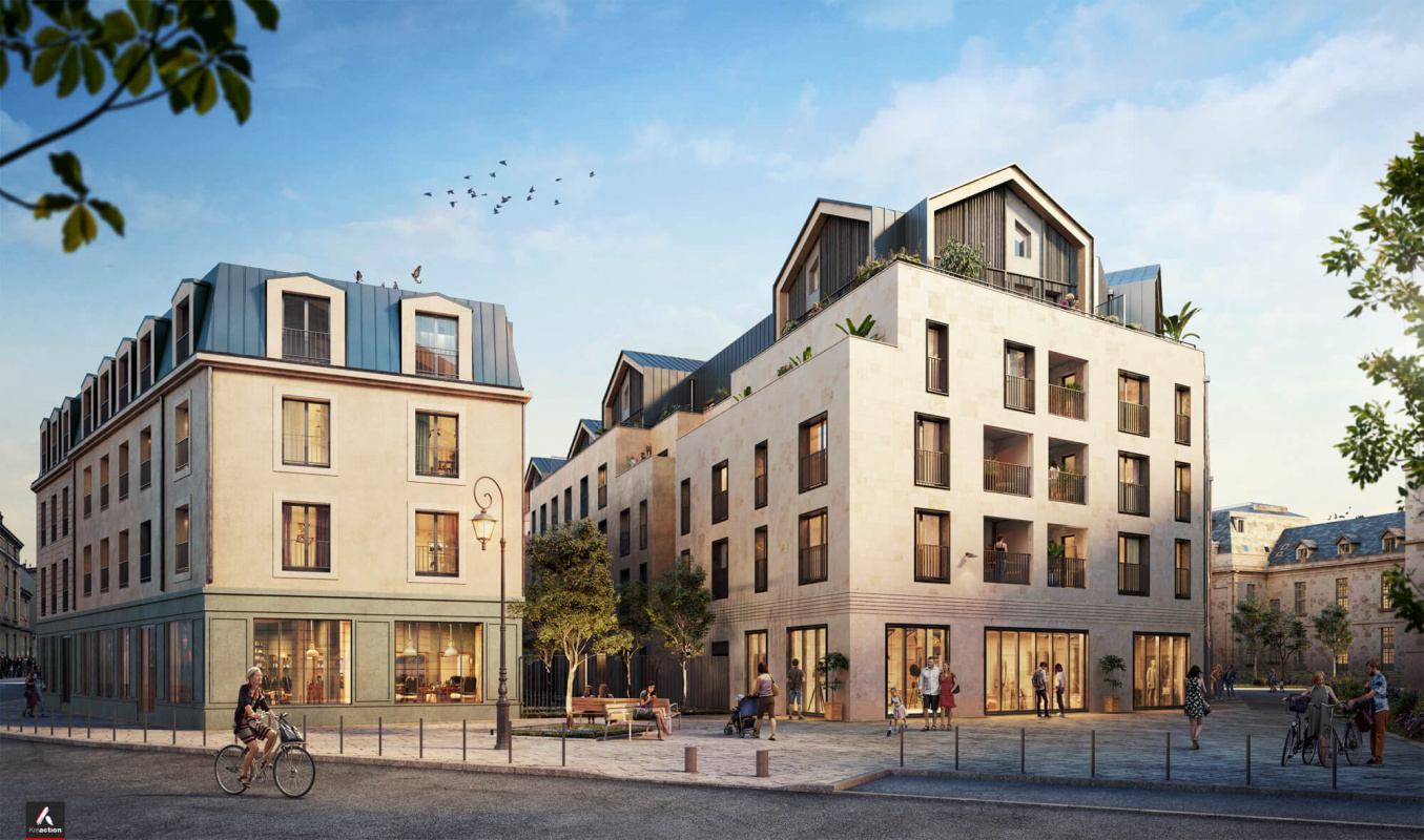 Perspectives 3D programme immobilier mixte réhabilitation 