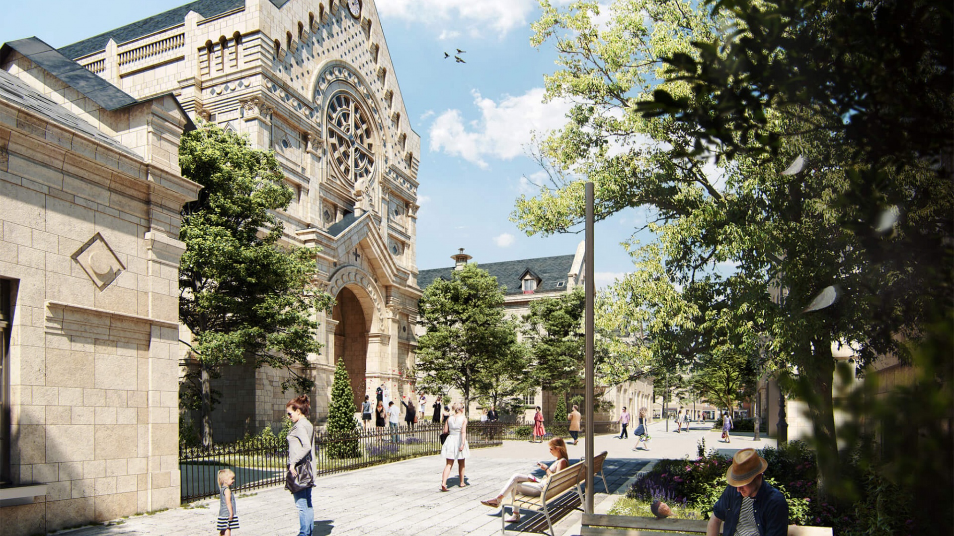 Perspectives 3D programme immobilier mixte réhabilitation 