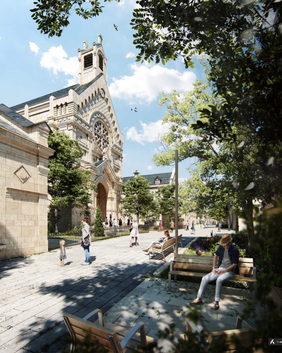 Perspectives 3D programme immobilier mixte réhabilitation 