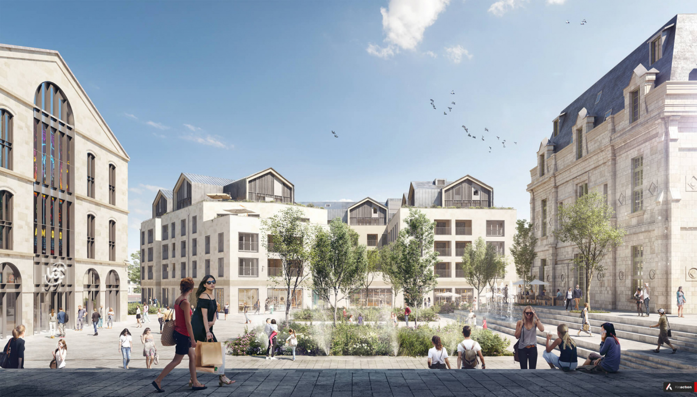 Perspectives 3D programme immobilier mixte réhabilitation 